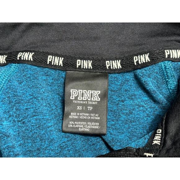 PINK Victoria's Secret Pullover Womens XS Blue Heather Quarter Zip Thumbholes - Picture 3 of 6
